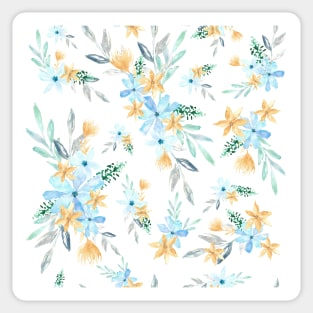 Flower Bouquet (Blue and mustard) Sticker